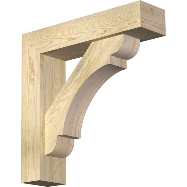 Ekena Millwork Olympic Block Rough Sawn Bracket w/ Offset Brace, Douglas Fir, 6"W x 24"D x 24"H BKT0604X24X24OLY05RDF - main